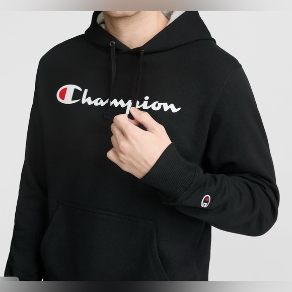 Champion Youth Black Hoodie with Logo - Picture 1 of 3